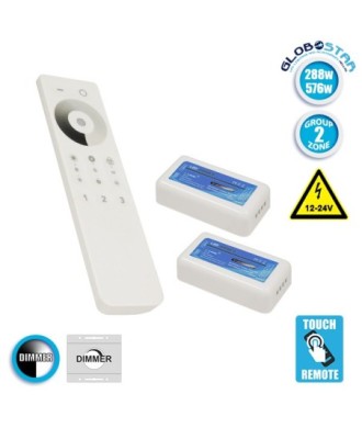 Ασύρματο LED Dimmer με Χειριστήριο Αφής 2.4G RF για Δύο Groups 12v (288w) - 24v (576w) DC GloboStar 04138